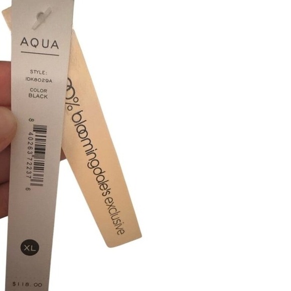 AQUA Bloomingdales Black Cotton Halter Maxi‎ Dress Tiered Sundress Size XL NWT - Picture 7 of 9